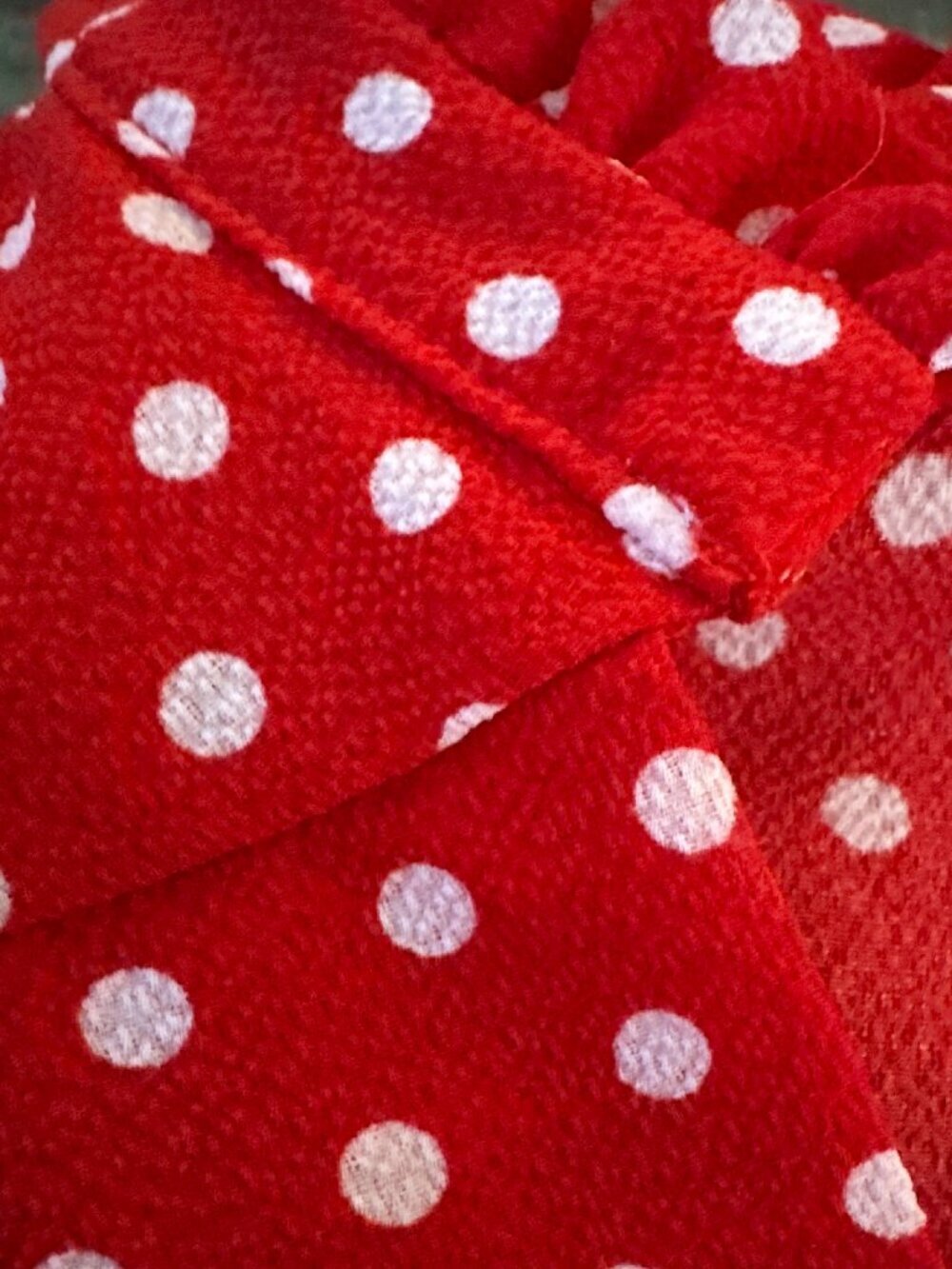 Monteau LA Red Polka Dot Wrap Dress Small Retro Midi Tie Waist - Picture 6 of 7